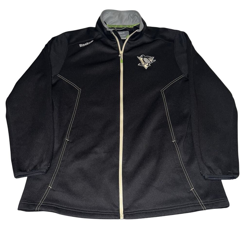 Pittsburgh Penguins Reebok Full Zip Jacket Mens Large NHL Center Ice Collection